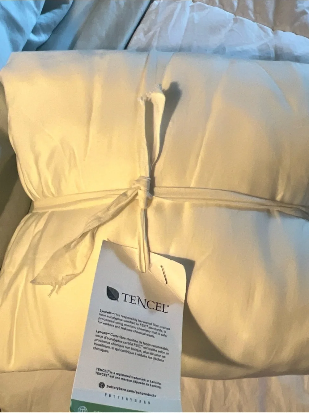 Pottery Barn Ruffle Tencel King Duvet Cover White New Transitional Classic